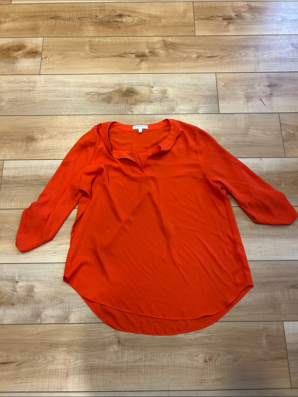 NWOT Women’s Orange V-Neck 3/4 Sleeve Blouse
